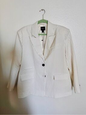NASTY GAL oversized black and white stripe blazer with shoulder pads